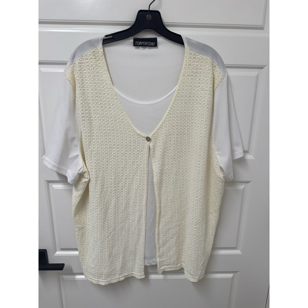 TEMPTATIONS Cream Lace White Lined Pullover Tunic Top Blouse Womens 3X